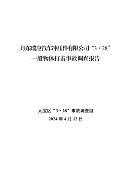 丹東瑞應(yīng)汽車沖壓件有限公司“3·28” 一般物體打擊事故調(diào)查報(bào)告