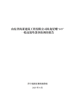 山東省尚萊建筑工程有限公司尚龍星耀“6?9”一般高處墜落事故調(diào)查報(bào)告
