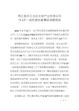 兩江重慶江北區長安產業有限公司“3·13”一般機械傷害事故調查報告