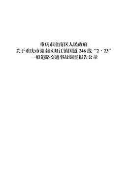 重慶市潼南區雙江鎮國道246 線“2·23” 一般道路交通事故調查報告